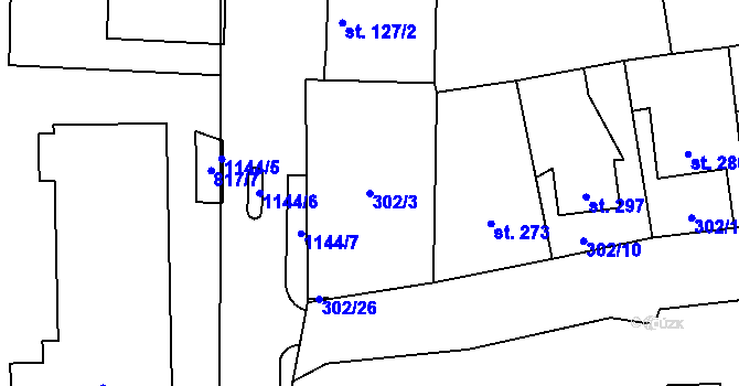 Parcela st. 302/3 v KÚ Velká Ves u Broumova, Katastrální mapa