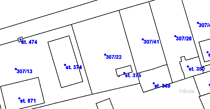 Parcela st. 307/22 v KÚ Velká Ves u Broumova, Katastrální mapa