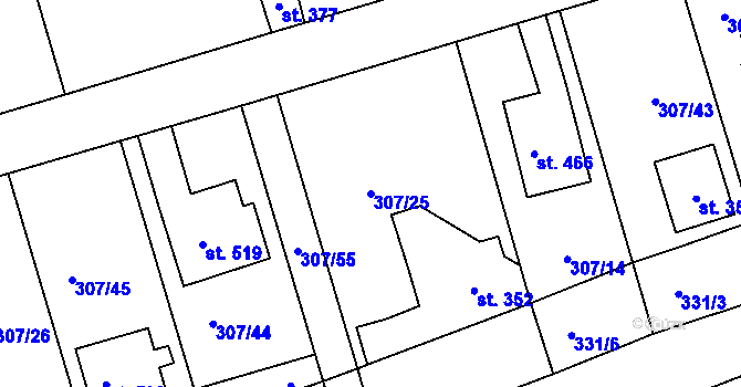 Parcela st. 307/25 v KÚ Velká Ves u Broumova, Katastrální mapa