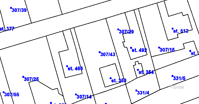 Parcela st. 307/43 v KÚ Velká Ves u Broumova, Katastrální mapa