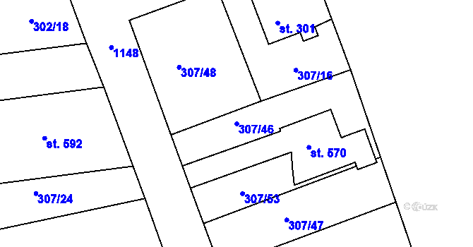 Parcela st. 307/46 v KÚ Velká Ves u Broumova, Katastrální mapa