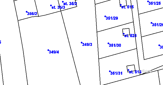Parcela st. 349/3 v KÚ Velká Ves u Broumova, Katastrální mapa