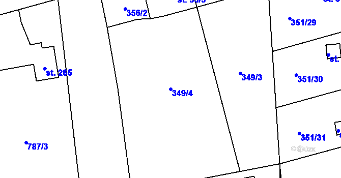 Parcela st. 349/4 v KÚ Velká Ves u Broumova, Katastrální mapa