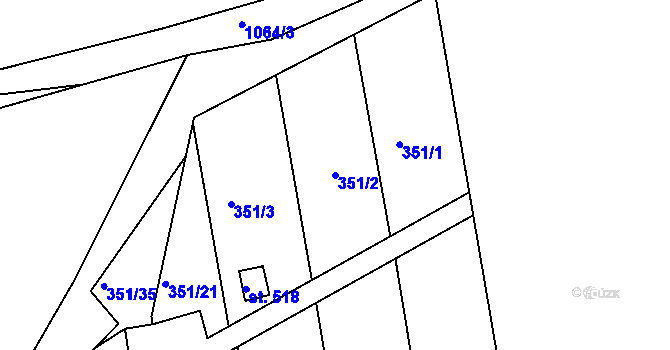 Parcela st. 351/2 v KÚ Velká Ves u Broumova, Katastrální mapa