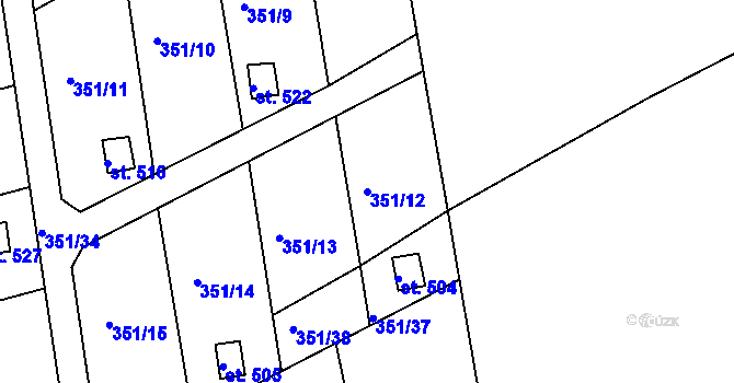 Parcela st. 351/12 v KÚ Velká Ves u Broumova, Katastrální mapa