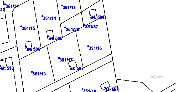 Parcela st. 351/16 v KÚ Velká Ves u Broumova, Katastrální mapa