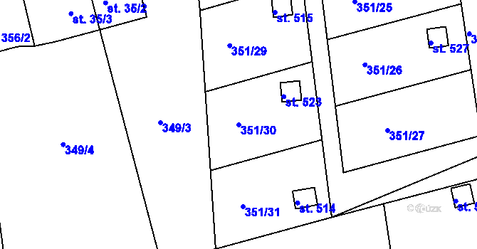 Parcela st. 351/30 v KÚ Velká Ves u Broumova, Katastrální mapa