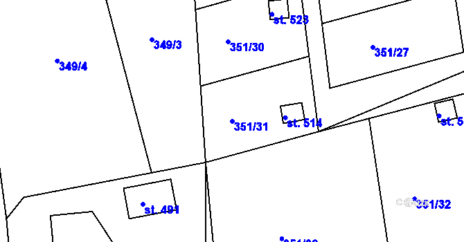 Parcela st. 351/31 v KÚ Velká Ves u Broumova, Katastrální mapa