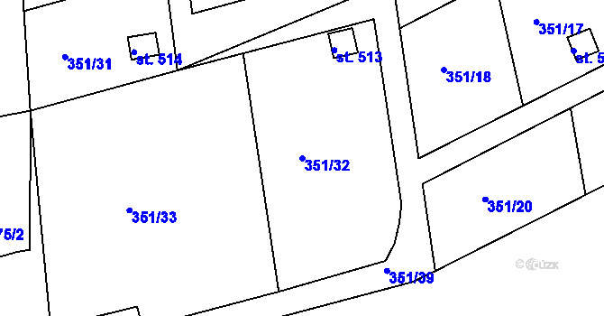Parcela st. 351/32 v KÚ Velká Ves u Broumova, Katastrální mapa