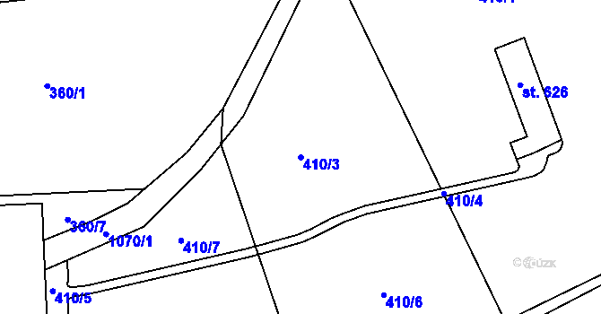 Parcela st. 410/3 v KÚ Velká Ves u Broumova, Katastrální mapa