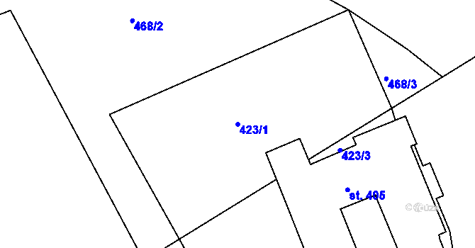 Parcela st. 423/1 v KÚ Velká Ves u Broumova, Katastrální mapa