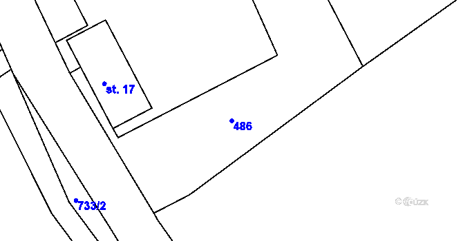 Parcela st. 486 v KÚ Velká Ves u Broumova, Katastrální mapa