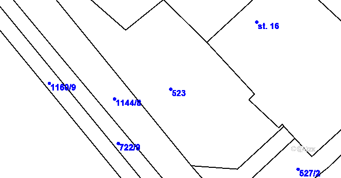 Parcela st. 523 v KÚ Velká Ves u Broumova, Katastrální mapa