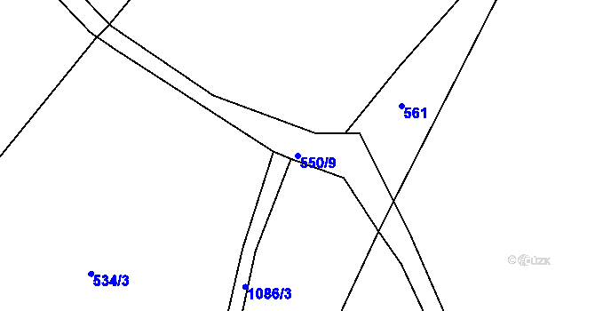 Parcela st. 550/9 v KÚ Velká Ves u Broumova, Katastrální mapa