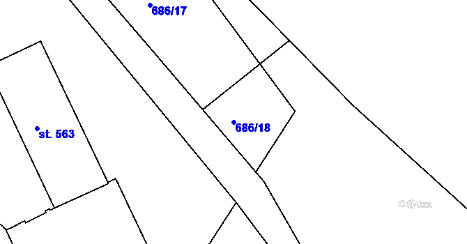 Parcela st. 686/18 v KÚ Velká Ves u Broumova, Katastrální mapa