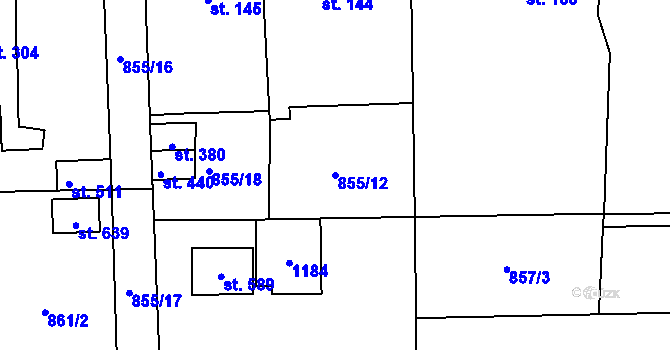 Parcela st. 855/12 v KÚ Velká Ves u Broumova, Katastrální mapa