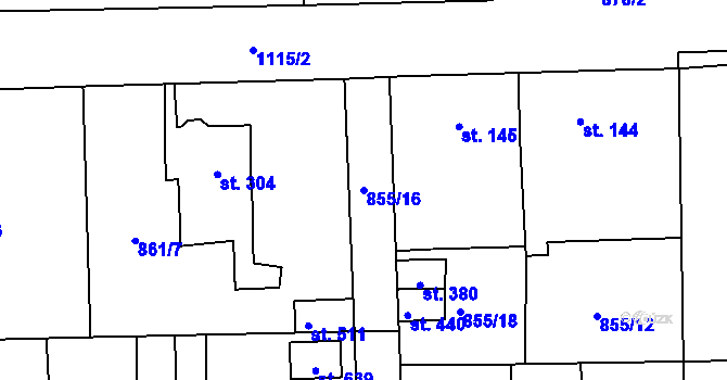 Parcela st. 855/16 v KÚ Velká Ves u Broumova, Katastrální mapa