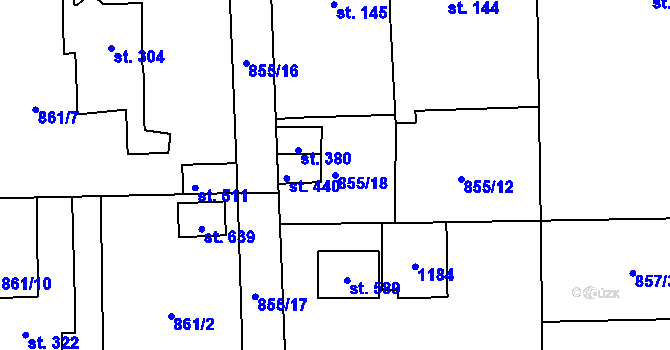 Parcela st. 855/18 v KÚ Velká Ves u Broumova, Katastrální mapa