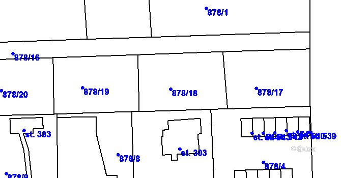 Parcela st. 878/18 v KÚ Velká Ves u Broumova, Katastrální mapa