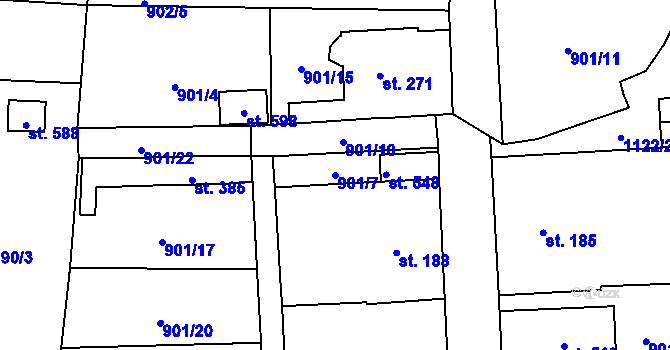 Parcela st. 901/7 v KÚ Velká Ves u Broumova, Katastrální mapa