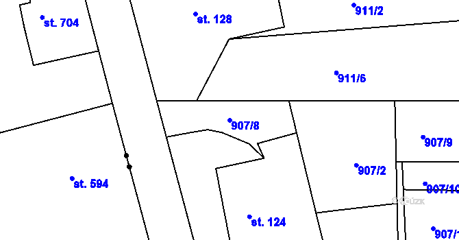 Parcela st. 907/8 v KÚ Velká Ves u Broumova, Katastrální mapa