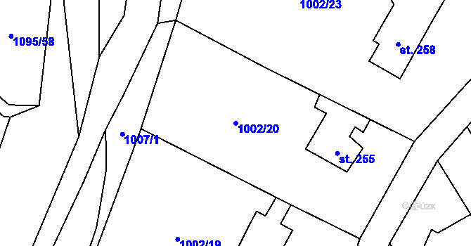 Parcela st. 1002/20 v KÚ Velká Ves u Broumova, Katastrální mapa