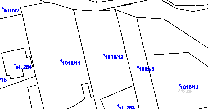 Parcela st. 1010/12 v KÚ Velká Ves u Broumova, Katastrální mapa