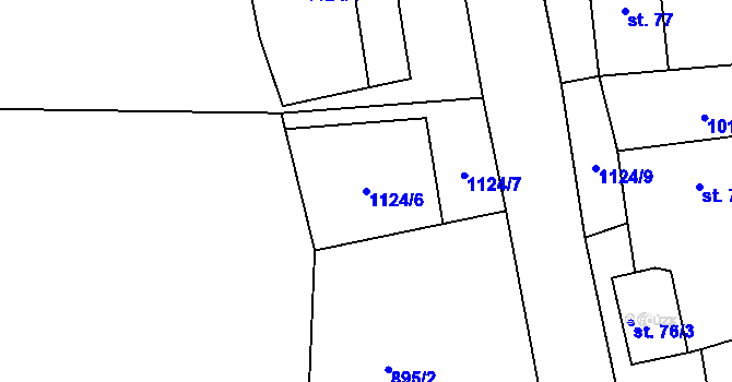 Parcela st. 1124/6 v KÚ Velká Ves u Broumova, Katastrální mapa