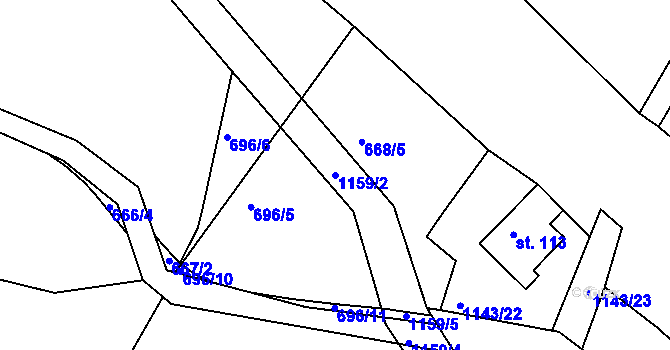 Parcela st. 1159/2 v KÚ Velká Ves u Broumova, Katastrální mapa