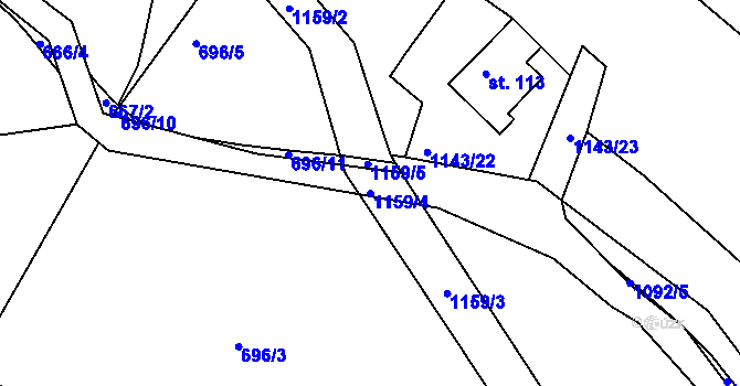Parcela st. 1159/4 v KÚ Velká Ves u Broumova, Katastrální mapa