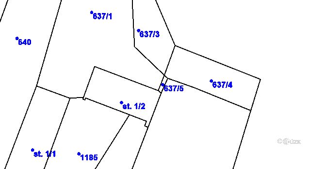 Parcela st. 637/5 v KÚ Velká Ves u Broumova, Katastrální mapa