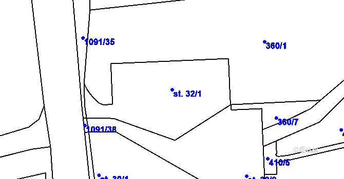 Parcela st. 32/1 v KÚ Velká Ves u Broumova, Katastrální mapa