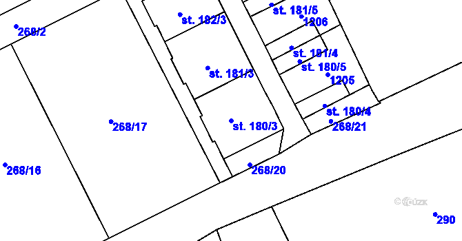 Parcela st. 180/3 v KÚ Velká Ves u Broumova, Katastrální mapa