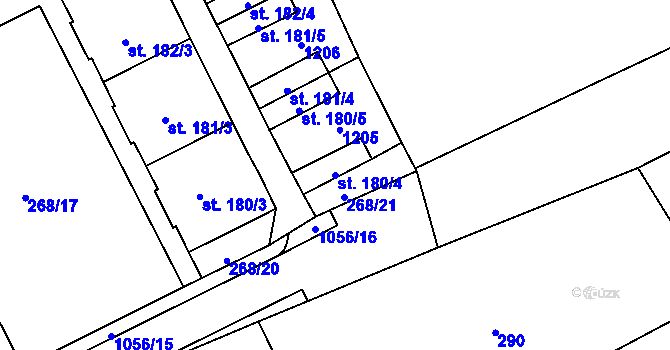 Parcela st. 180/4 v KÚ Velká Ves u Broumova, Katastrální mapa