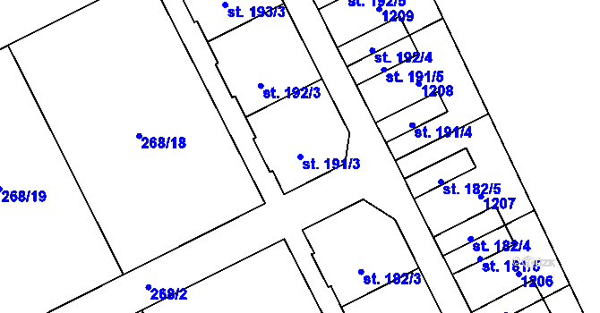 Parcela st. 191/3 v KÚ Velká Ves u Broumova, Katastrální mapa