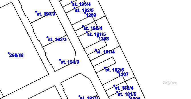 Parcela st. 191/4 v KÚ Velká Ves u Broumova, Katastrální mapa