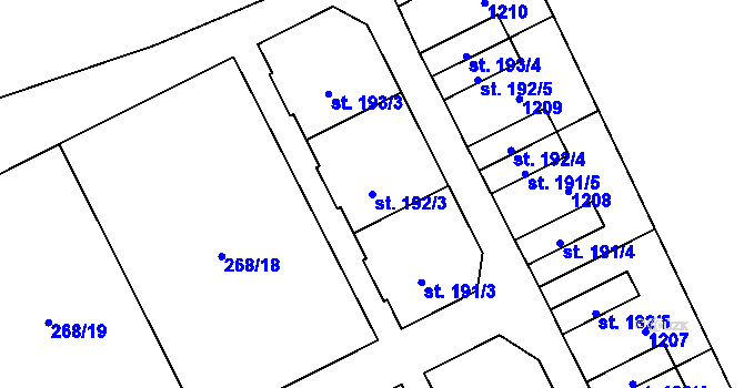 Parcela st. 192/3 v KÚ Velká Ves u Broumova, Katastrální mapa