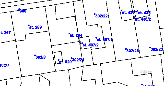 Parcela st. 407/2 v KÚ Velká Ves u Broumova, Katastrální mapa