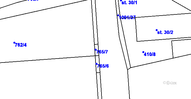 Parcela st. 765/7 v KÚ Velká Ves u Broumova, Katastrální mapa