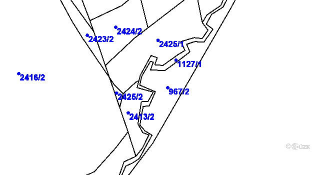 Parcela st. 967/2 v KÚ Velká Ves u Broumova, Katastrální mapa