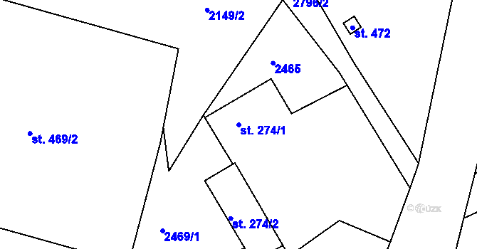 Parcela st. 274/1 v KÚ Benešov u Broumova, Katastrální mapa