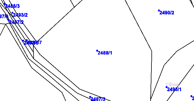 Parcela st. 2488/1 v KÚ Benešov u Broumova, Katastrální mapa