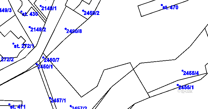 Parcela st. 2456/1 v KÚ Benešov u Broumova, Katastrální mapa