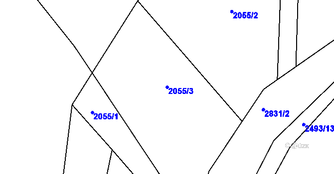 Parcela st. 2055/3 v KÚ Benešov u Broumova, Katastrální mapa