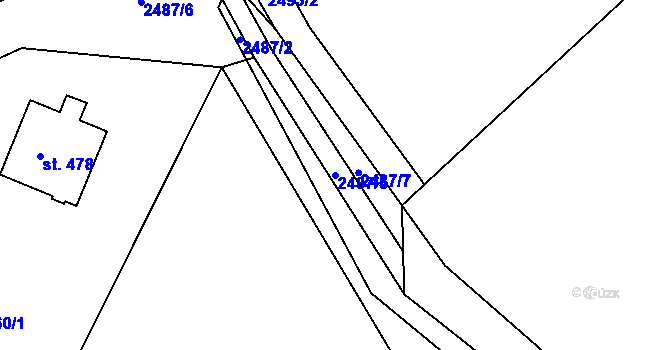 Parcela st. 2487/5 v KÚ Benešov u Broumova, Katastrální mapa