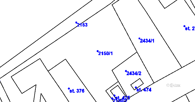 Parcela st. 2150/1 v KÚ Benešov u Broumova, Katastrální mapa