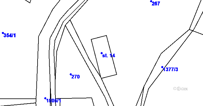Parcela st. 14 v KÚ Rožmitál, Katastrální mapa