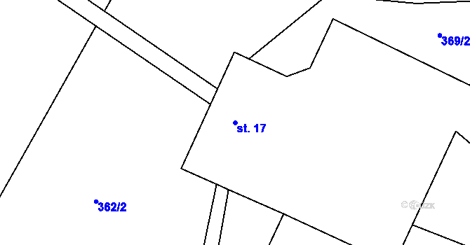 Parcela st. 17 v KÚ Rožmitál, Katastrální mapa