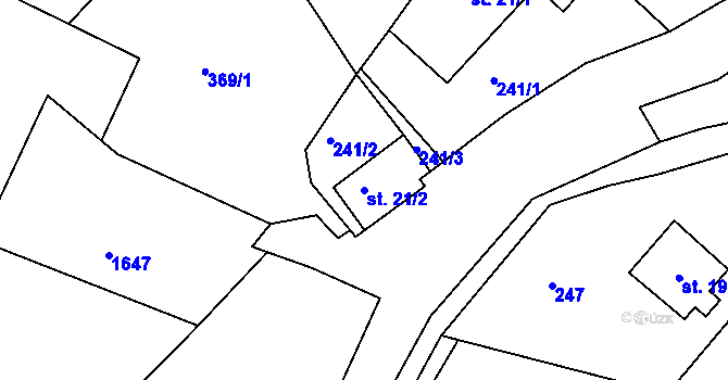 Parcela st. 21/2 v KÚ Rožmitál, Katastrální mapa