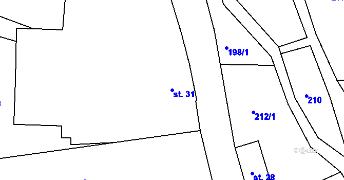Parcela st. 31 v KÚ Rožmitál, Katastrální mapa